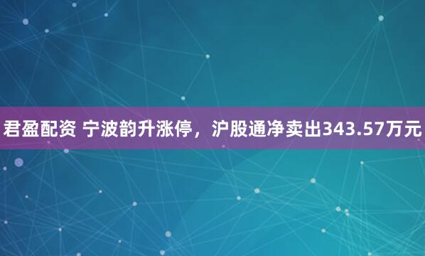 君盈配资 宁波韵升涨停，沪股通净卖出343.57万元